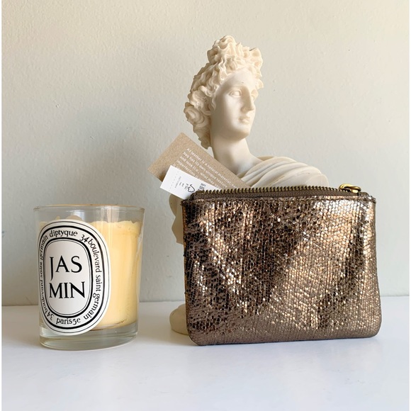 Madewell Accessories - New Madewell Leather Zip Pouch Cardcase Travel Metallic